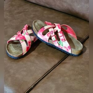 Birkenstock Birkis Tropical‎ Hibiscus Calais Strap Pink Floral Size 36 US 5